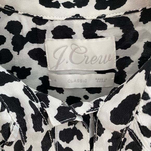 J. Crew Classic Fit Ruffleneck Popover Shirt in Bold Leopard Size 4 - Picture 4 of 6